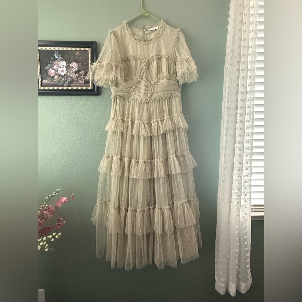 NWOT Ivy City Co. Sage Green Clip Dot Dress (XXL)